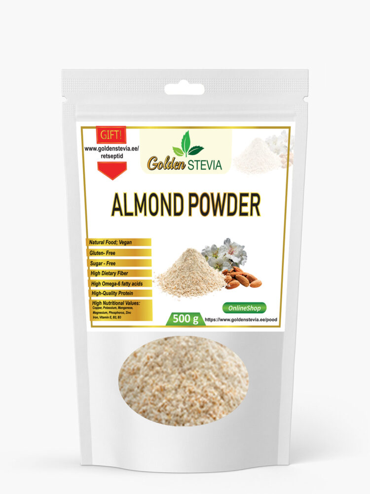 Golden Stevia Mandlijahu 4% süsivesikuid Almond powder low carb keto suhkruvaba