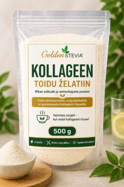 Golden Stevia kollageeni toidu želatiin 500g, 1kg valgurikas looduslik premium želatiin toiduvalmistamiseks magustoitudele ja igapäevaseks kollageeni rituaaliks
