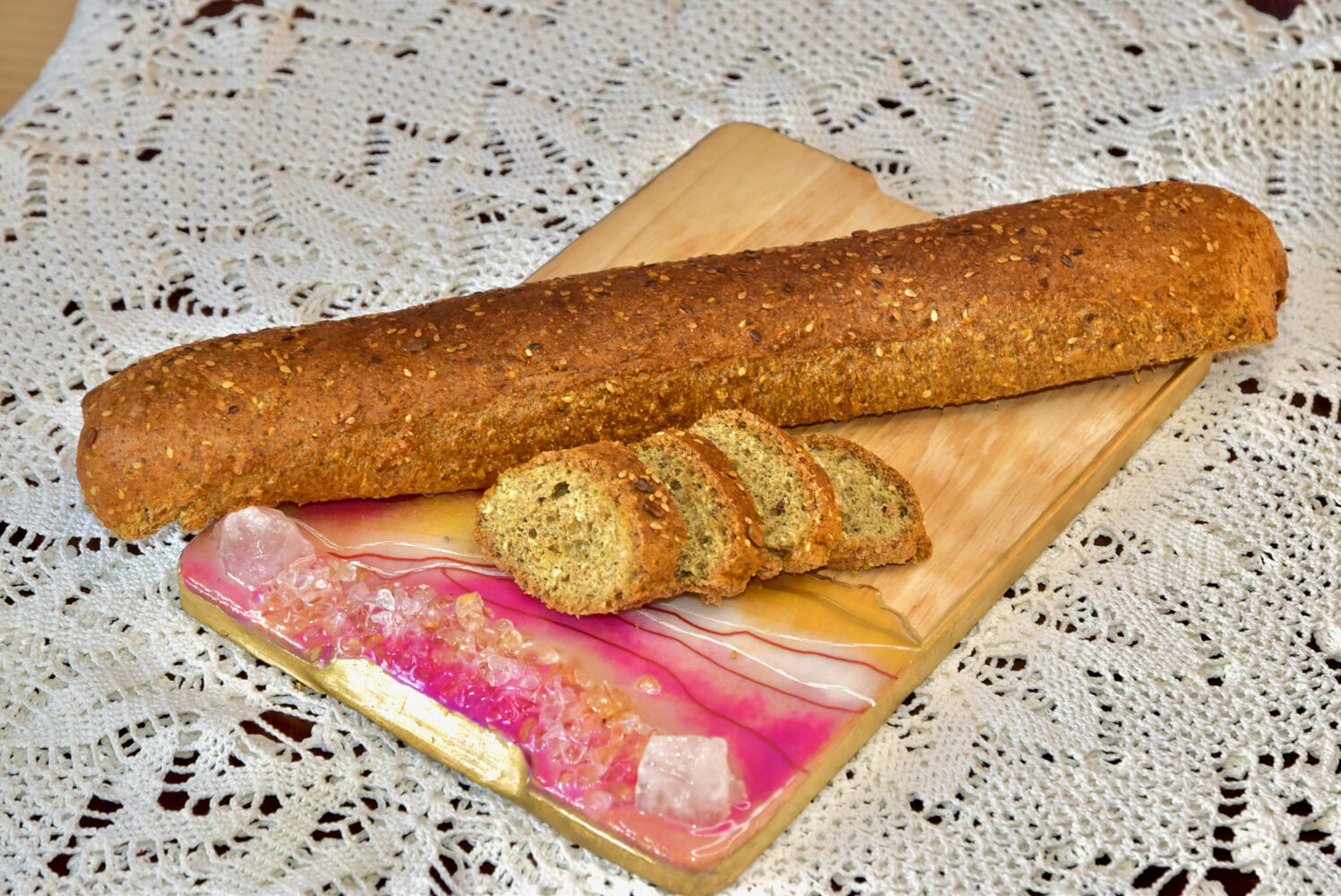 Golden Stevia Psyllium husk kiudaine ja Kuldse linaseemne jahust Madalate Süsivesikute sisaldusega ehk Low Carb, Gluteenivaba, Suhkruvaba pikk sai ehk Prantsuse Baquette