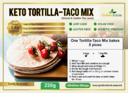 Keto Tortilla- Taco küpsetussegu - Keto Tortilla-Taco Mix - Golden Stevia Suhkruvaba, Gluteenivaba, Low Carb 220 g, 8 tk