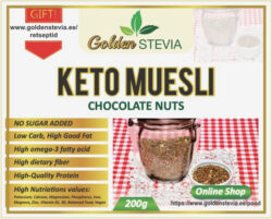 Keto low carb shokolaadi pähkli seemne müsli Golden Stevia Shocolate nuts seed muesli