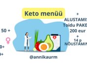 Keto dieedi menüü Annika Urm nõustaja, elustiil, kaalulangetamine, low carb, anti-ageing, menopaus, elustiili muutus