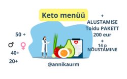 Keto dieedi menüü Annika Urm nõustaja, elustiil, kaalulangetamine, low carb, anti-ageing, menopaus, elustiili muutus