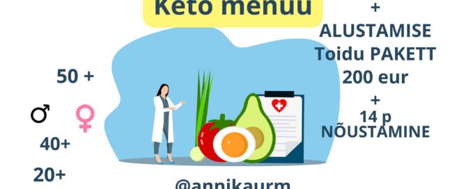Keto dieedi menüü Annika Urm nõustaja, elustiil, kaalulangetamine, low carb, anti-ageing, menopaus, elustiili muutus