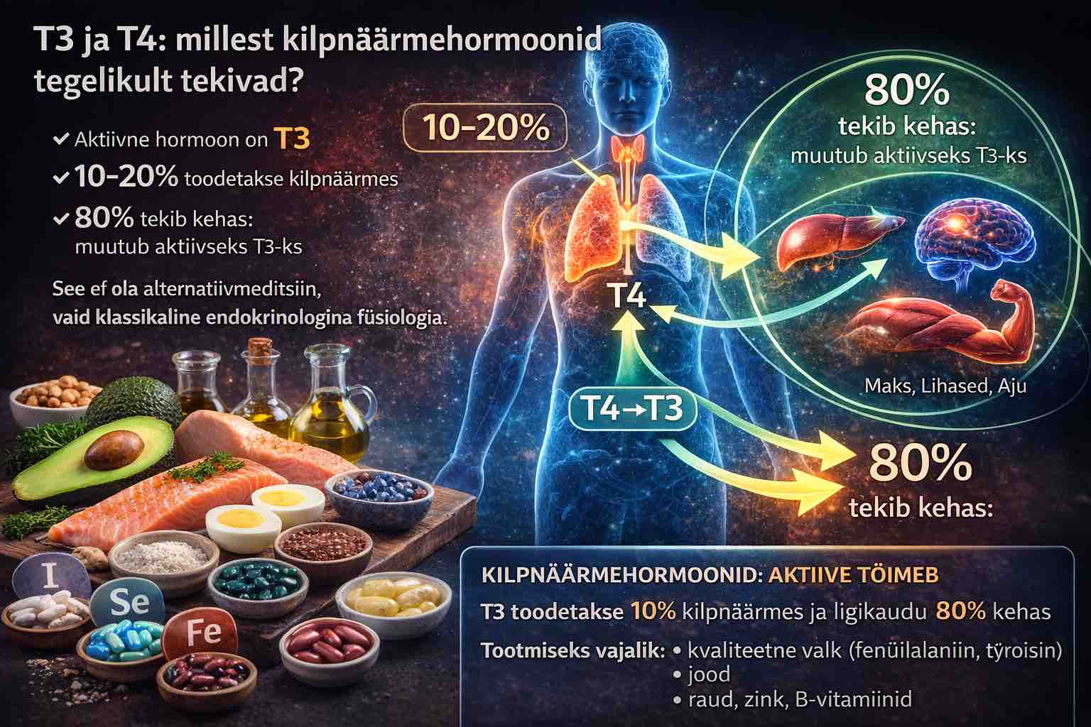 Vähene teada olev fakt: aktiivsest kilpnäärmehormoonist T3 tekib 80% kehas, mitte kilpnäärmes Annika Urm