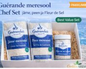 Guérande meresool Chef Set jäme meresool, peen meresool ja Fleur de Sel Golden Stevia