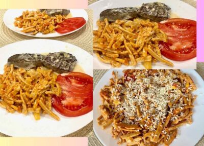 Käsitsitööna valminud gurmee keto pasta eraldi õlis praadimine ja ühendamine köögiviljade ning punase peediga – keto kokk Annika Urm'i retsept